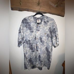 Vintage Blue Hawaiian Button Shirt Wooden Buttons - Marc Edwards